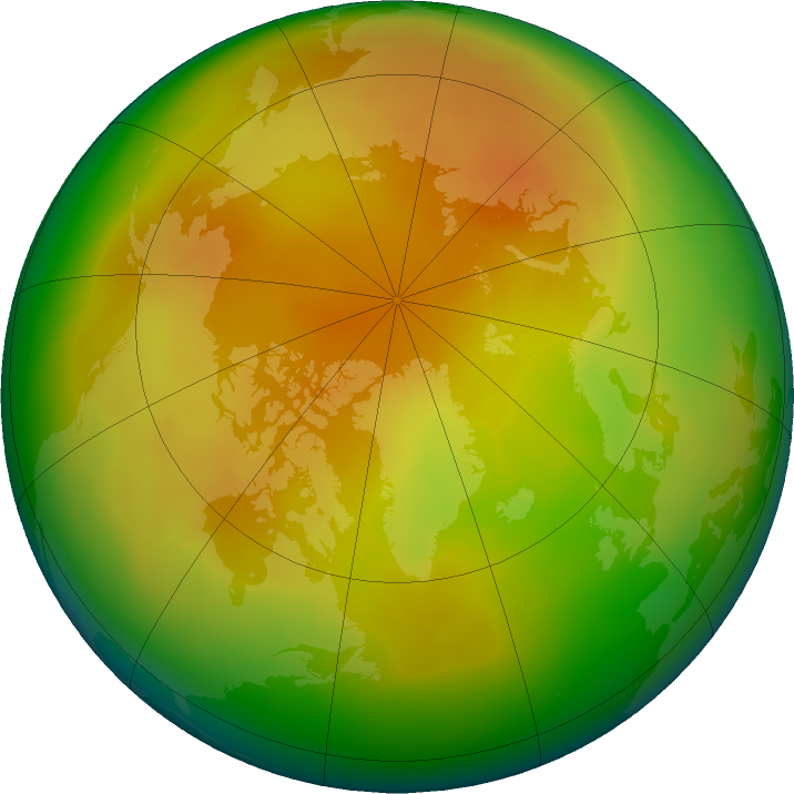 Arctic ozone map for April 2023